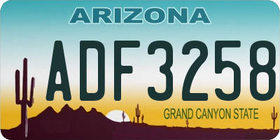 AZ license plate ADF3258
