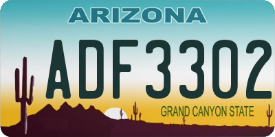 AZ license plate ADF3302