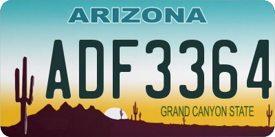 AZ license plate ADF3364