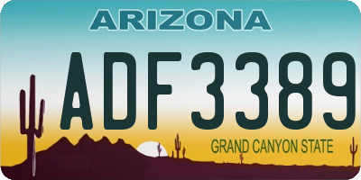 AZ license plate ADF3389