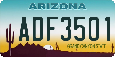 AZ license plate ADF3501