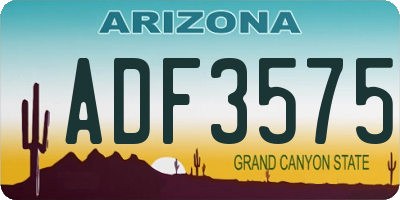 AZ license plate ADF3575