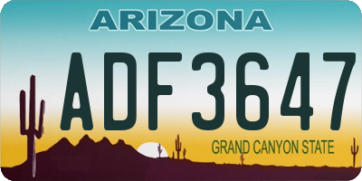 AZ license plate ADF3647