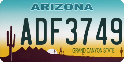 AZ license plate ADF3749