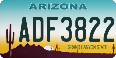 AZ license plate ADF3822