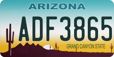 AZ license plate ADF3865