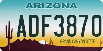 AZ license plate ADF3870