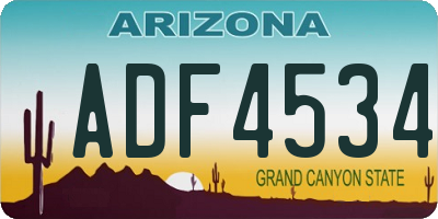 AZ license plate ADF4534