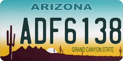 AZ license plate ADF6138