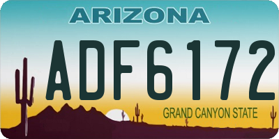 AZ license plate ADF6172
