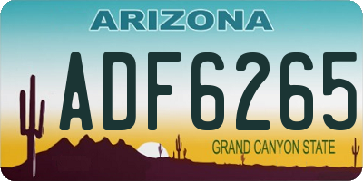 AZ license plate ADF6265