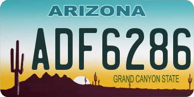 AZ license plate ADF6286