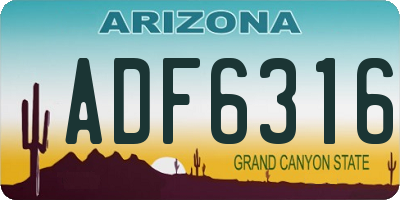 AZ license plate ADF6316