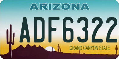 AZ license plate ADF6322