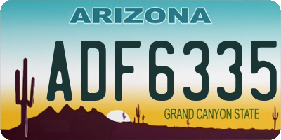 AZ license plate ADF6335