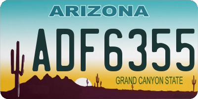 AZ license plate ADF6355