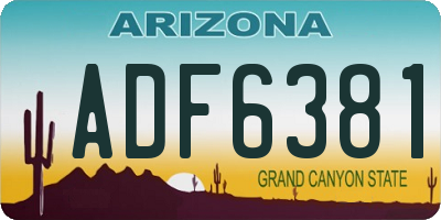 AZ license plate ADF6381