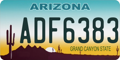 AZ license plate ADF6383
