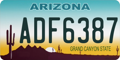AZ license plate ADF6387