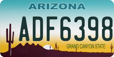 AZ license plate ADF6398