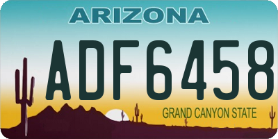AZ license plate ADF6458
