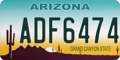AZ license plate ADF6474