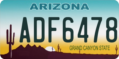 AZ license plate ADF6478
