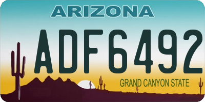 AZ license plate ADF6492