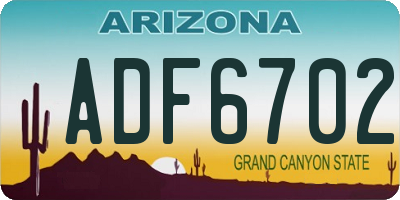 AZ license plate ADF6702