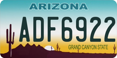 AZ license plate ADF6922