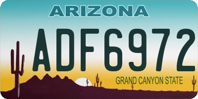 AZ license plate ADF6972