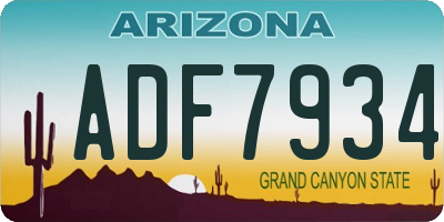 AZ license plate ADF7934