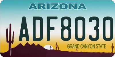 AZ license plate ADF8030