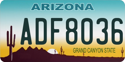 AZ license plate ADF8036