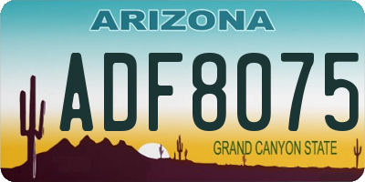 AZ license plate ADF8075