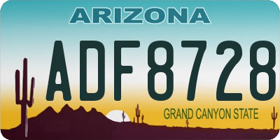 AZ license plate ADF8728