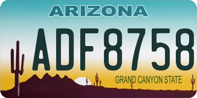 AZ license plate ADF8758