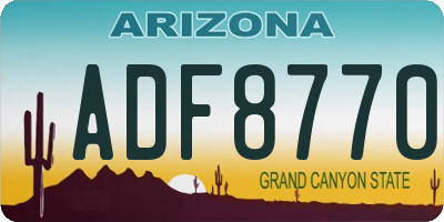 AZ license plate ADF8770