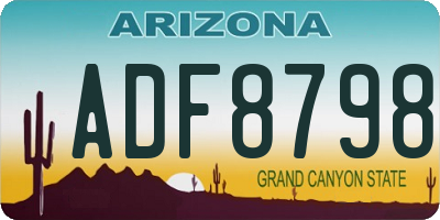 AZ license plate ADF8798