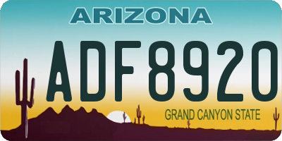 AZ license plate ADF8920