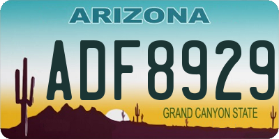 AZ license plate ADF8929