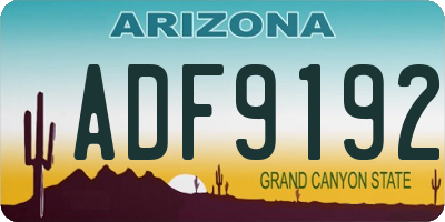 AZ license plate ADF9192