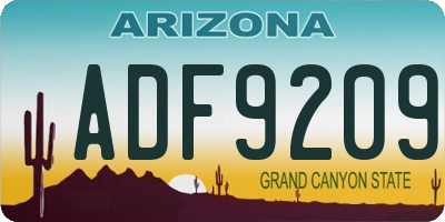AZ license plate ADF9209