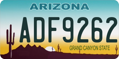 AZ license plate ADF9262