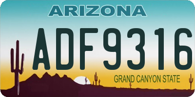AZ license plate ADF9316