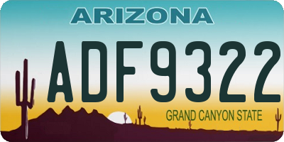 AZ license plate ADF9322