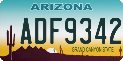 AZ license plate ADF9342