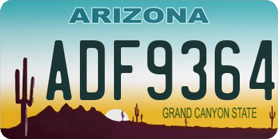 AZ license plate ADF9364