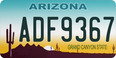 AZ license plate ADF9367