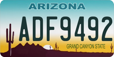 AZ license plate ADF9492